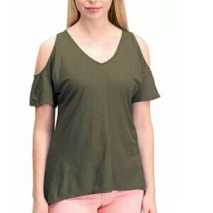 Calvin Klein Jeans Women's Cold Shoulder Relaxed Fit Top Ivy Mist Size XXL NWT